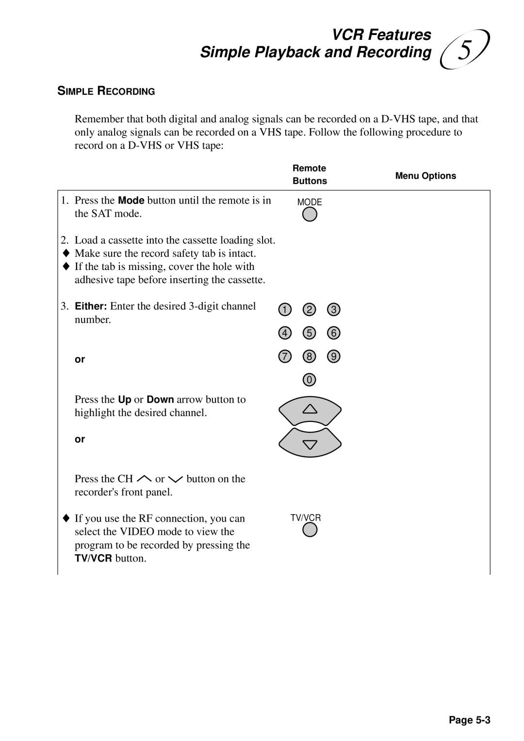 JVC HM-DSR100U, HM-DSR100DU, HM-DSR100RU manual VCR Features Simple Playback and Recording 