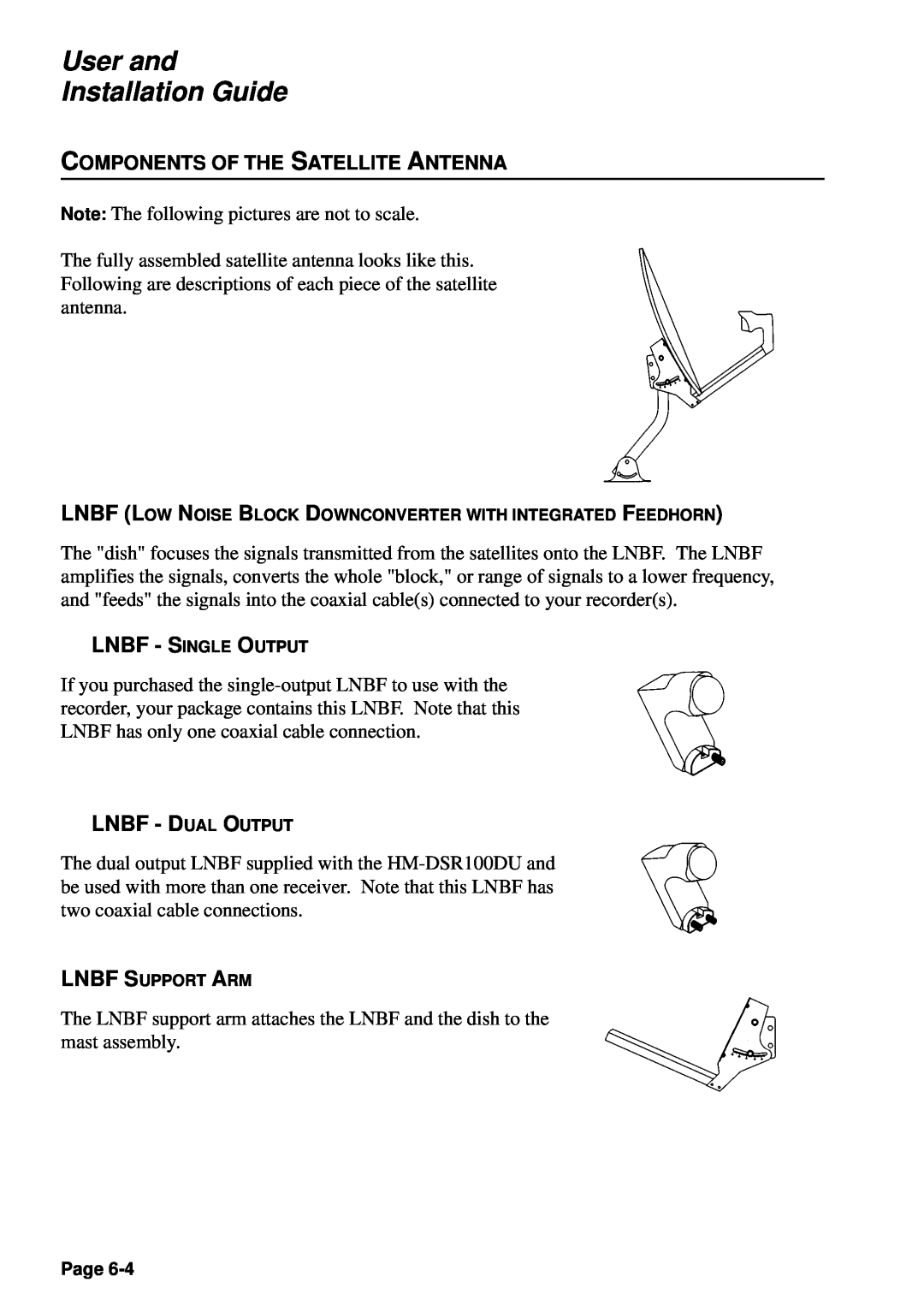 JVC HM-DSR100RU manual Lnbf - Dual Output, User and Installation Guide, Components Of The Satellite Antenna 