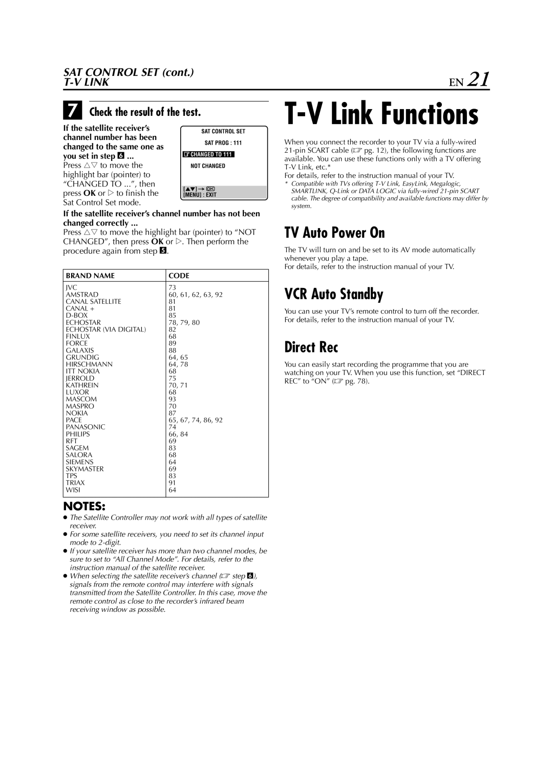 JVC HM-HDS1EU specifications TV Auto Power On, VCR Auto Standby Direct Rec 