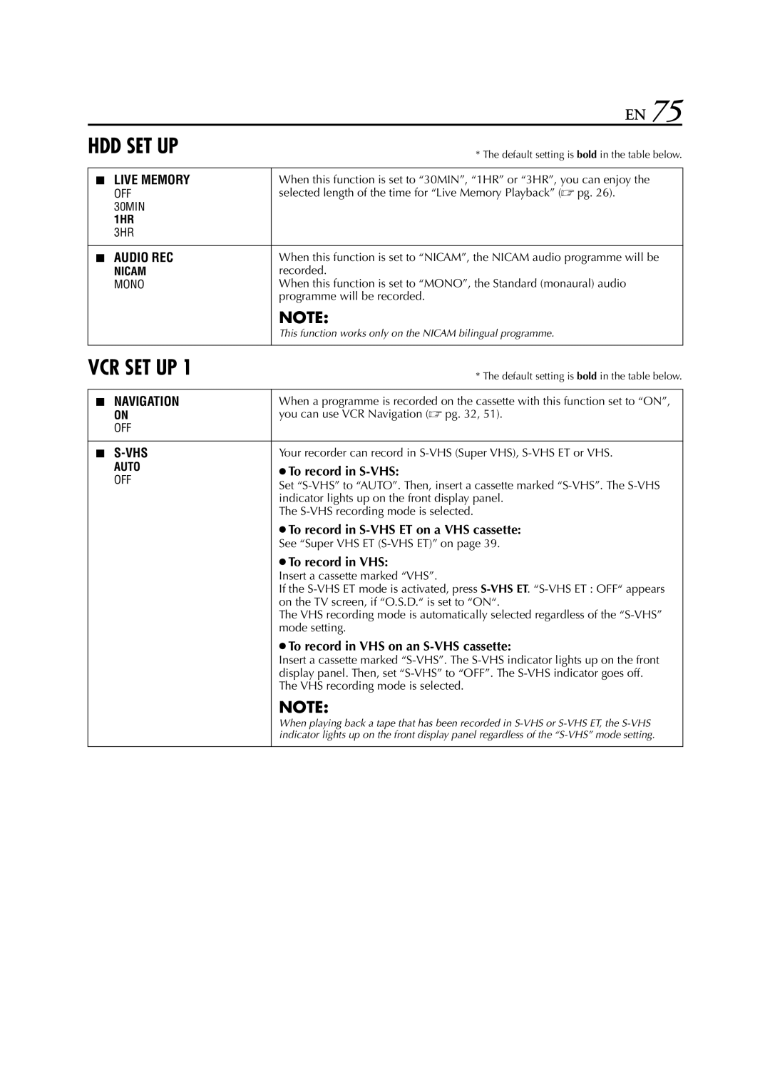 JVC HM-HDS1EU specifications To record in S-VHS ET on a VHS cassette, To record in VHS on an S-VHS cassette 