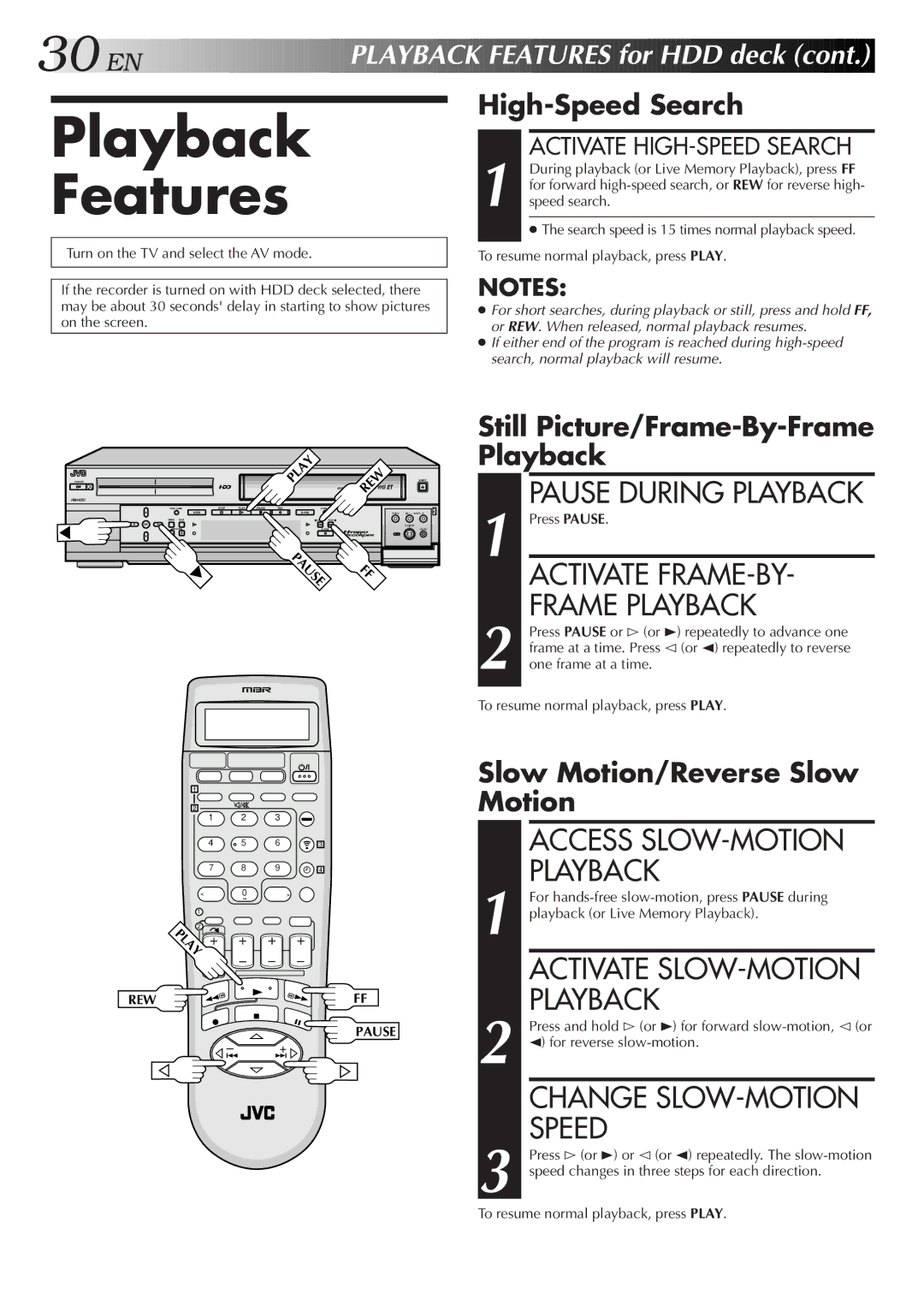 JVC HM-HDS1U manual Playback Features 