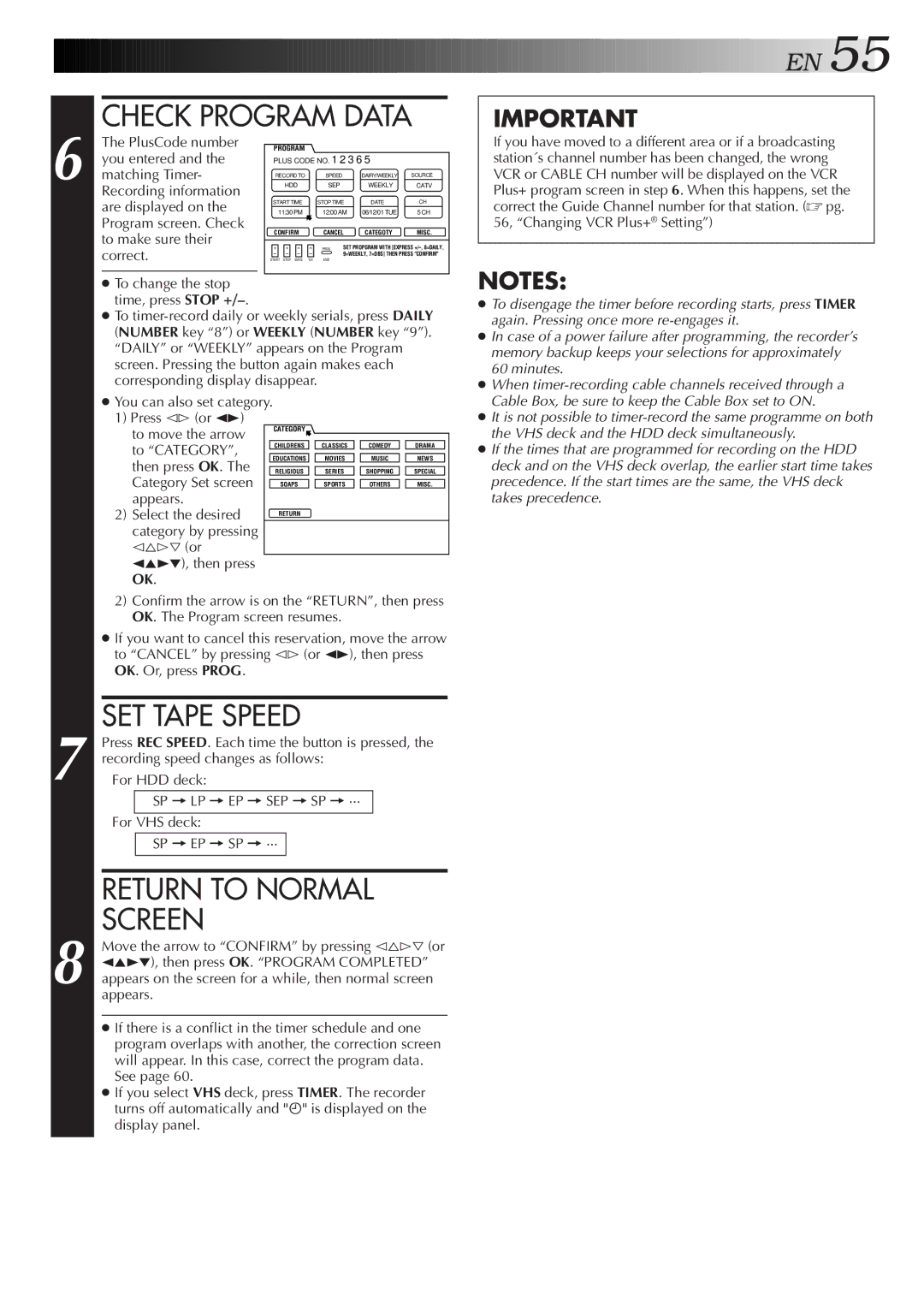 JVC HM-HDS1U manual Check Program Data 