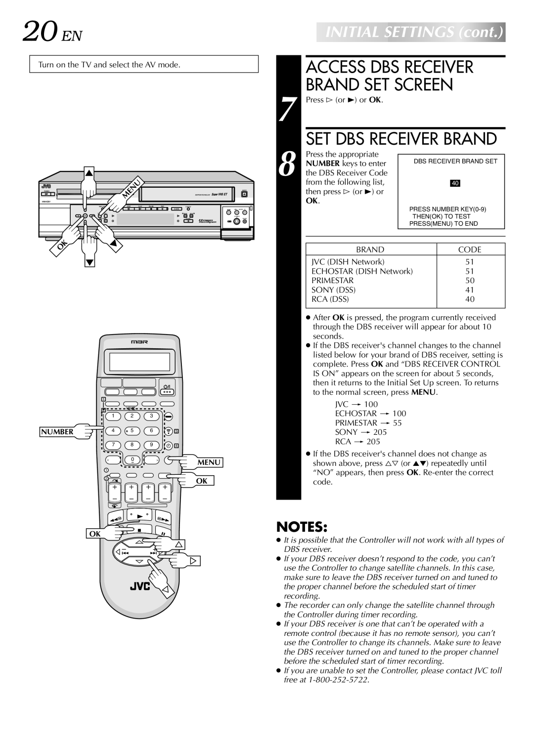 JVC HM-HDS1U manual Access DBS Receiver, SET DBS Receiver Brand 