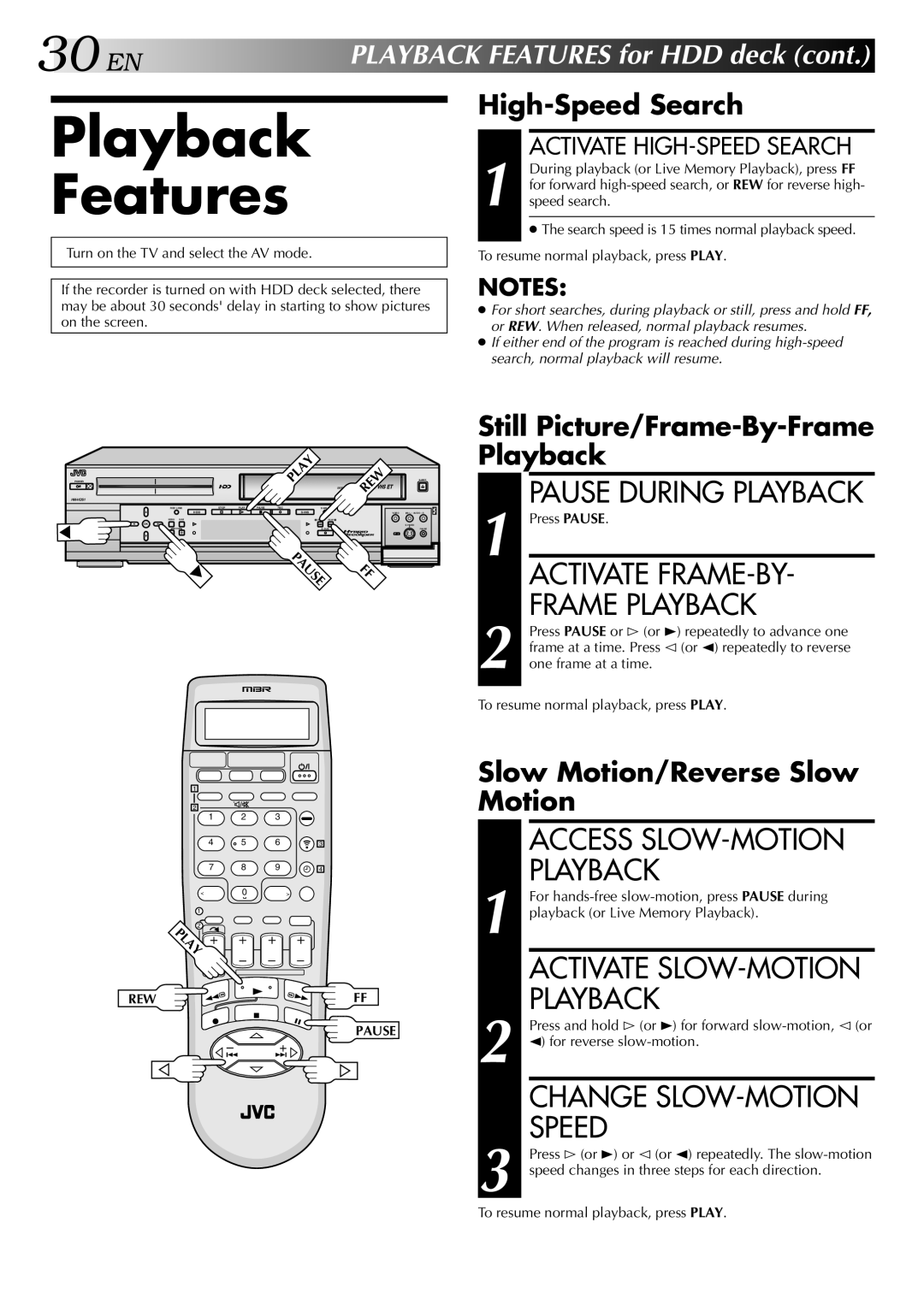 JVC HM-HDS1U manual Playback Features 