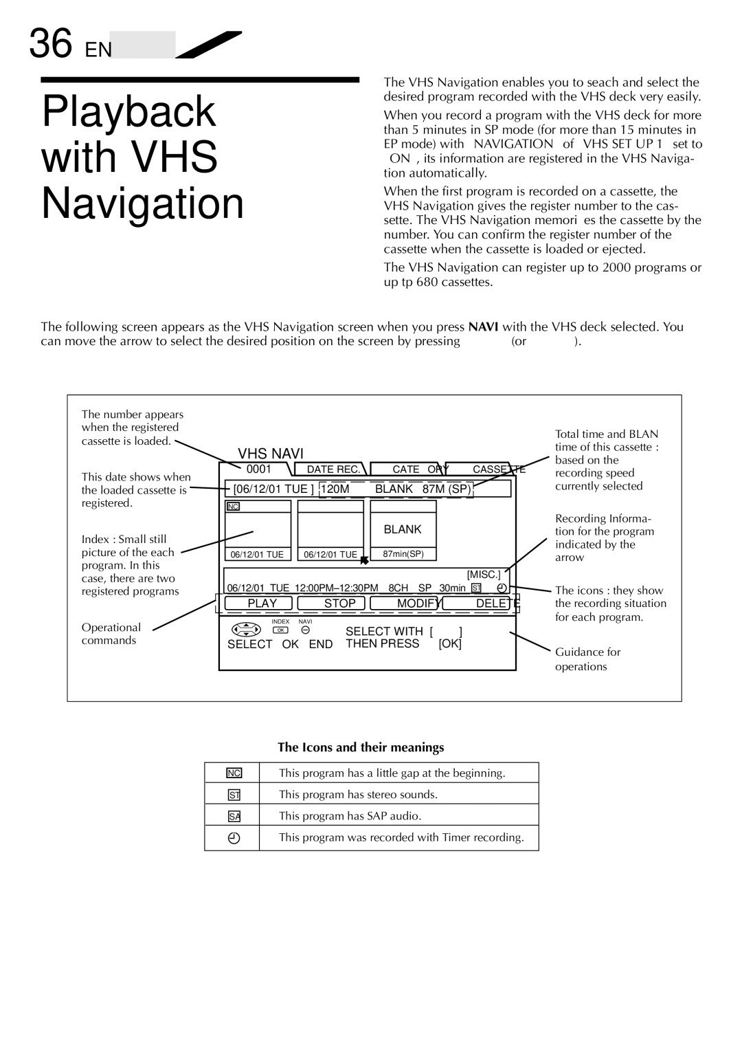 JVC HM-HDS1U manual Playback with VHS Navigation 