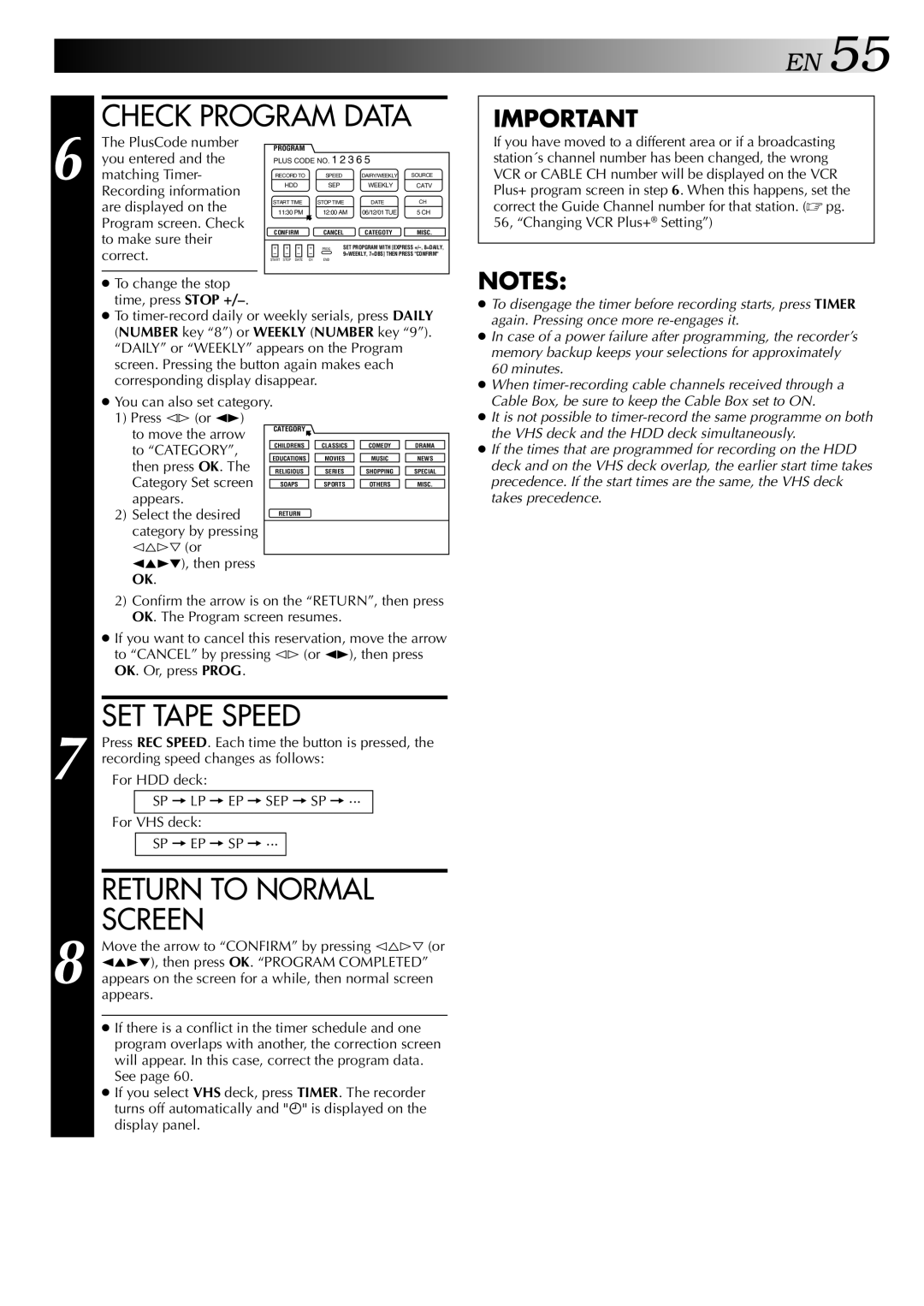 JVC HM-HDS1U manual Check Program Data 