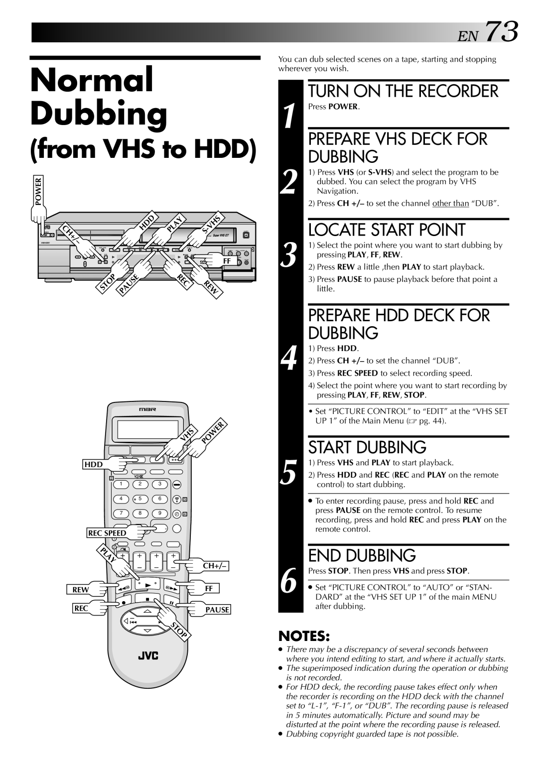 JVC HM-HDS1U manual Press VHS or S-VHS and select the program to be, Dubbed. You can select the program by VHS, Navigation 