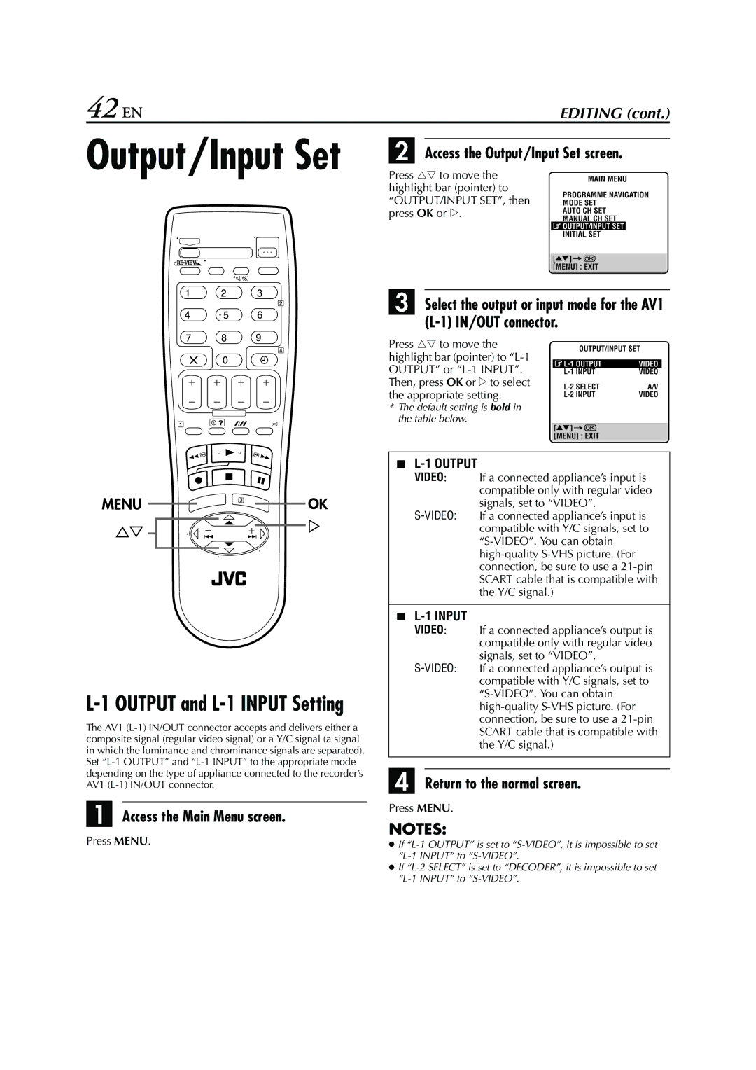 JVC HR - S7950EU specifications Output/Input Set 