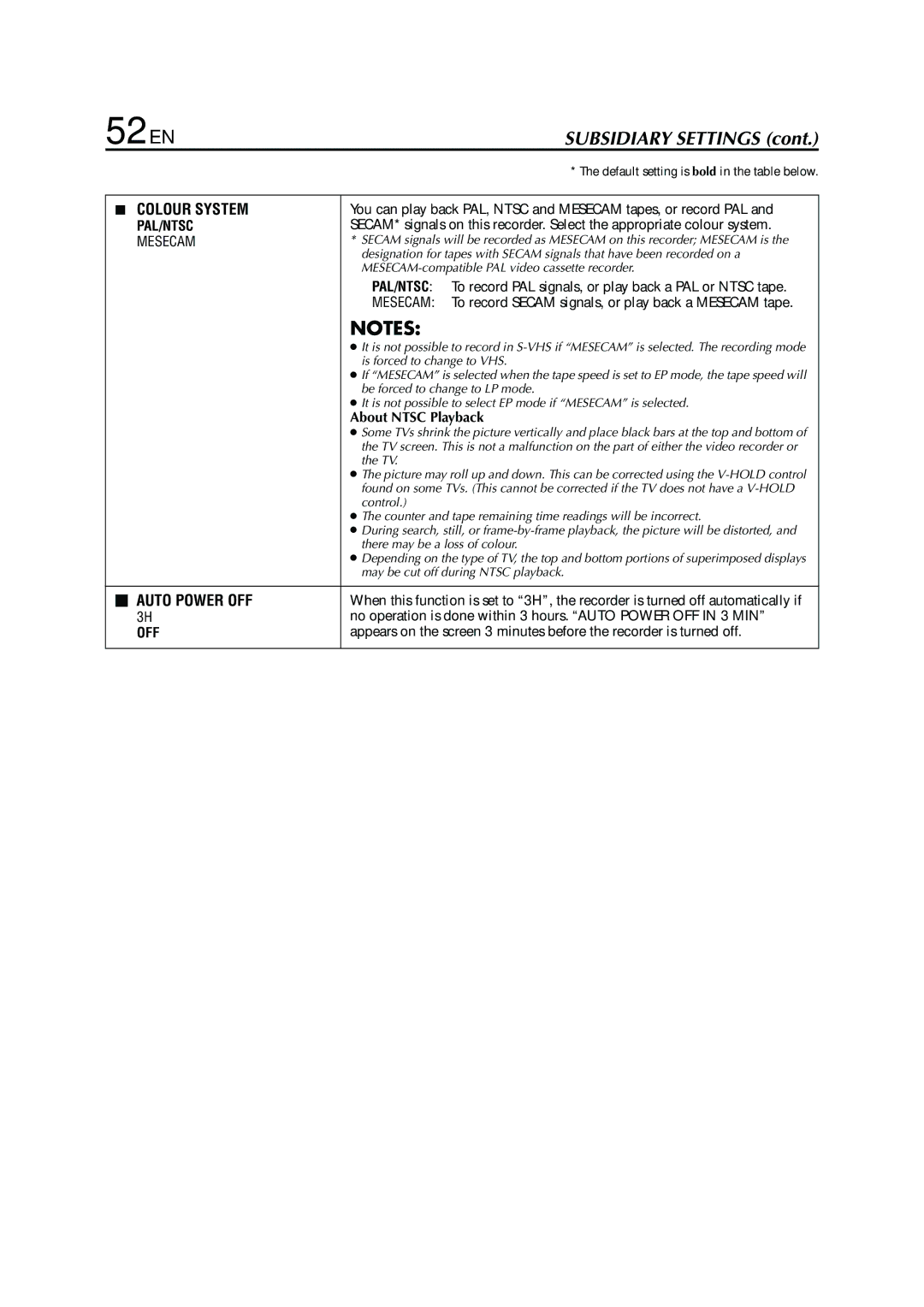 JVC HR - S7950EU specifications 52 EN, Colour System 