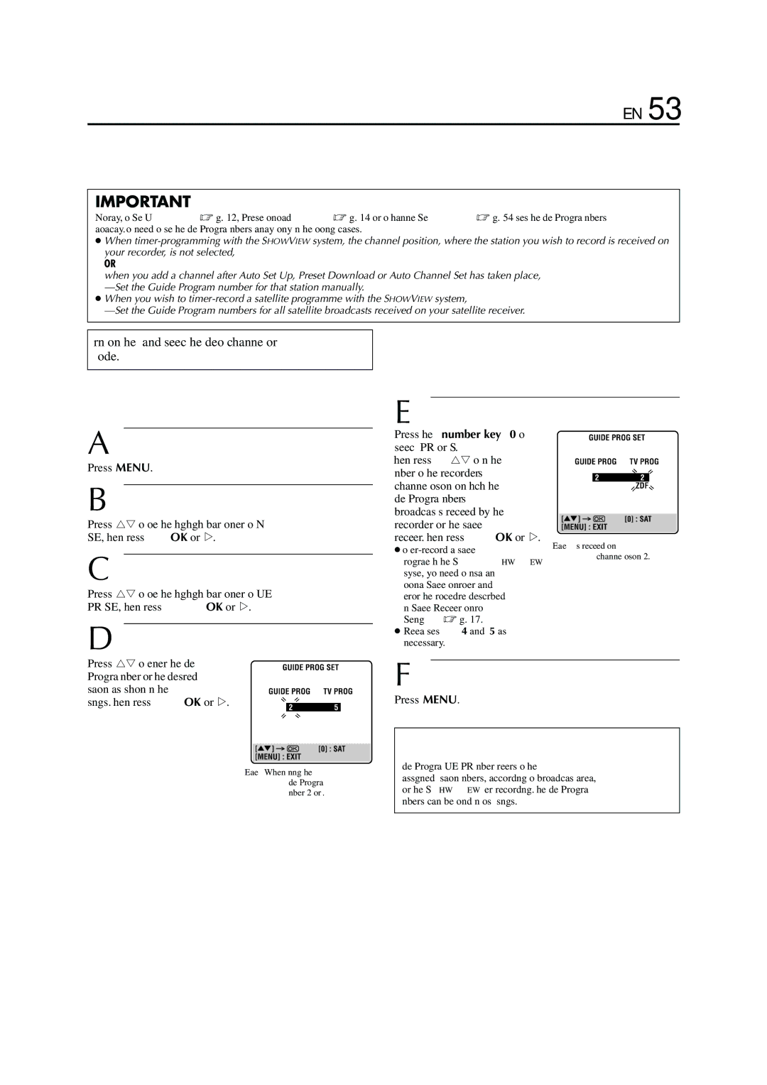 JVC HR - S7950EU specifications Showview System Setup, Guide Program Number Set, Enter the Guide Program number 