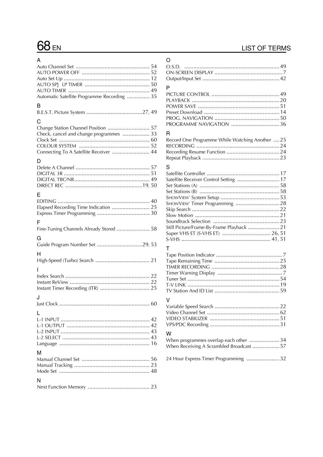 JVC HR - S7950EU specifications 68 EN 