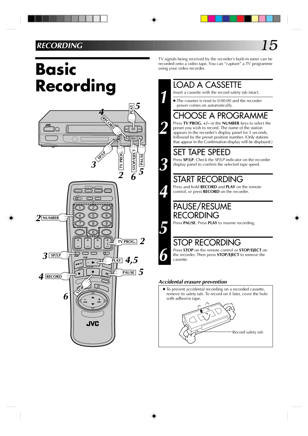 JVC HR-A230EK specifications Basic Recording 