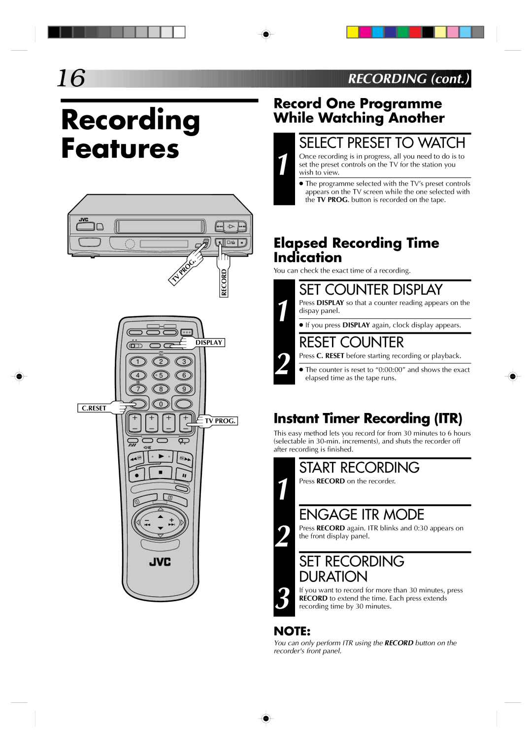 JVC HR-A230EK specifications Recording Features 