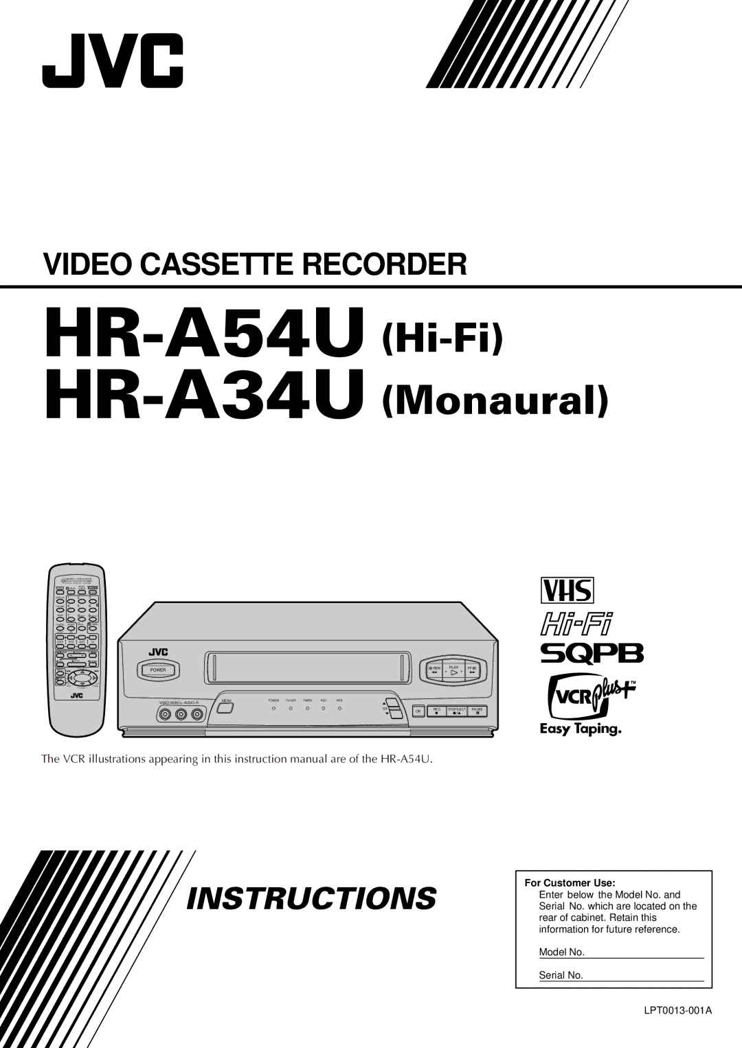 JVC instruction manual HR-A54U HR-A34U 