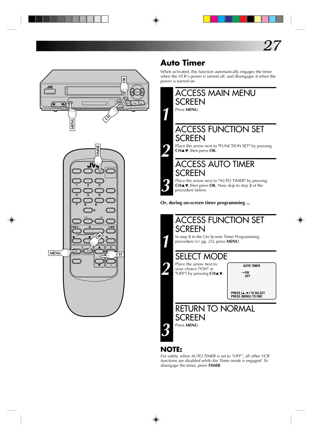 JVC HM-A22U, HR-A42U manual Access Auto Timer 