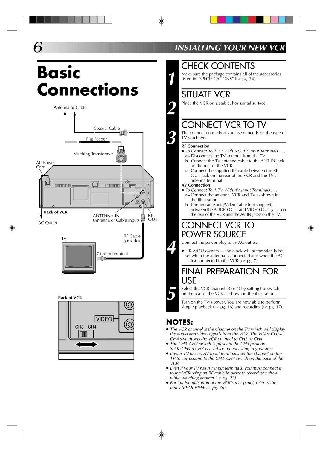 JVC HR-A42U, HM-A22U manual Basic Connections 