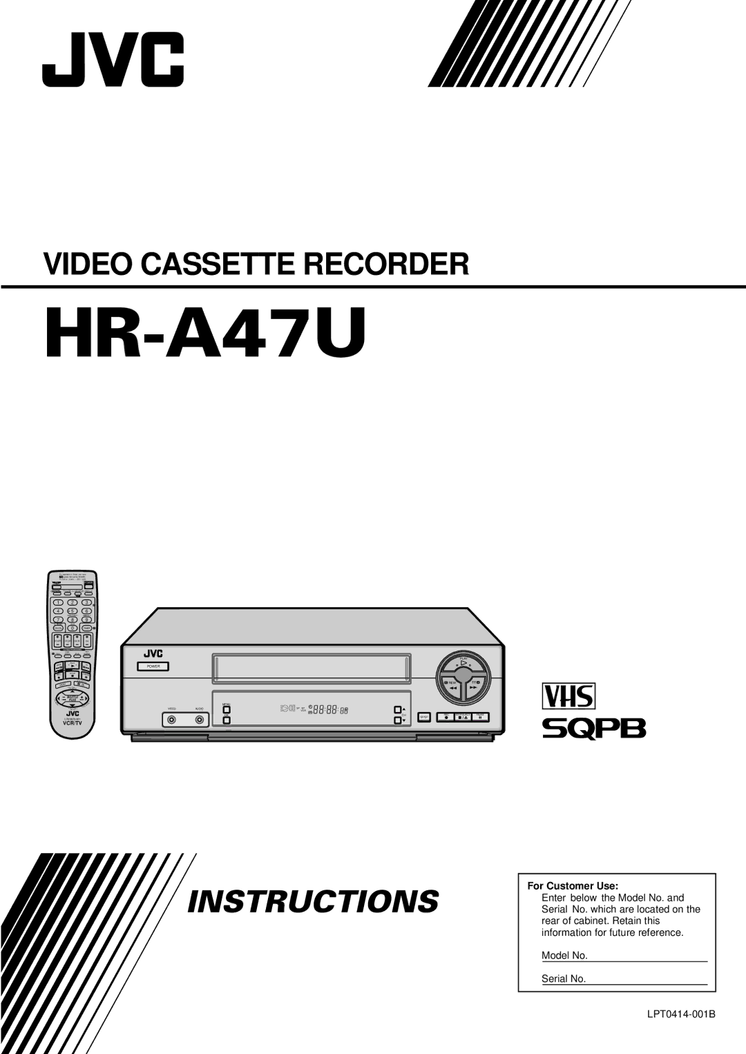 JVC HR-A47U manual 