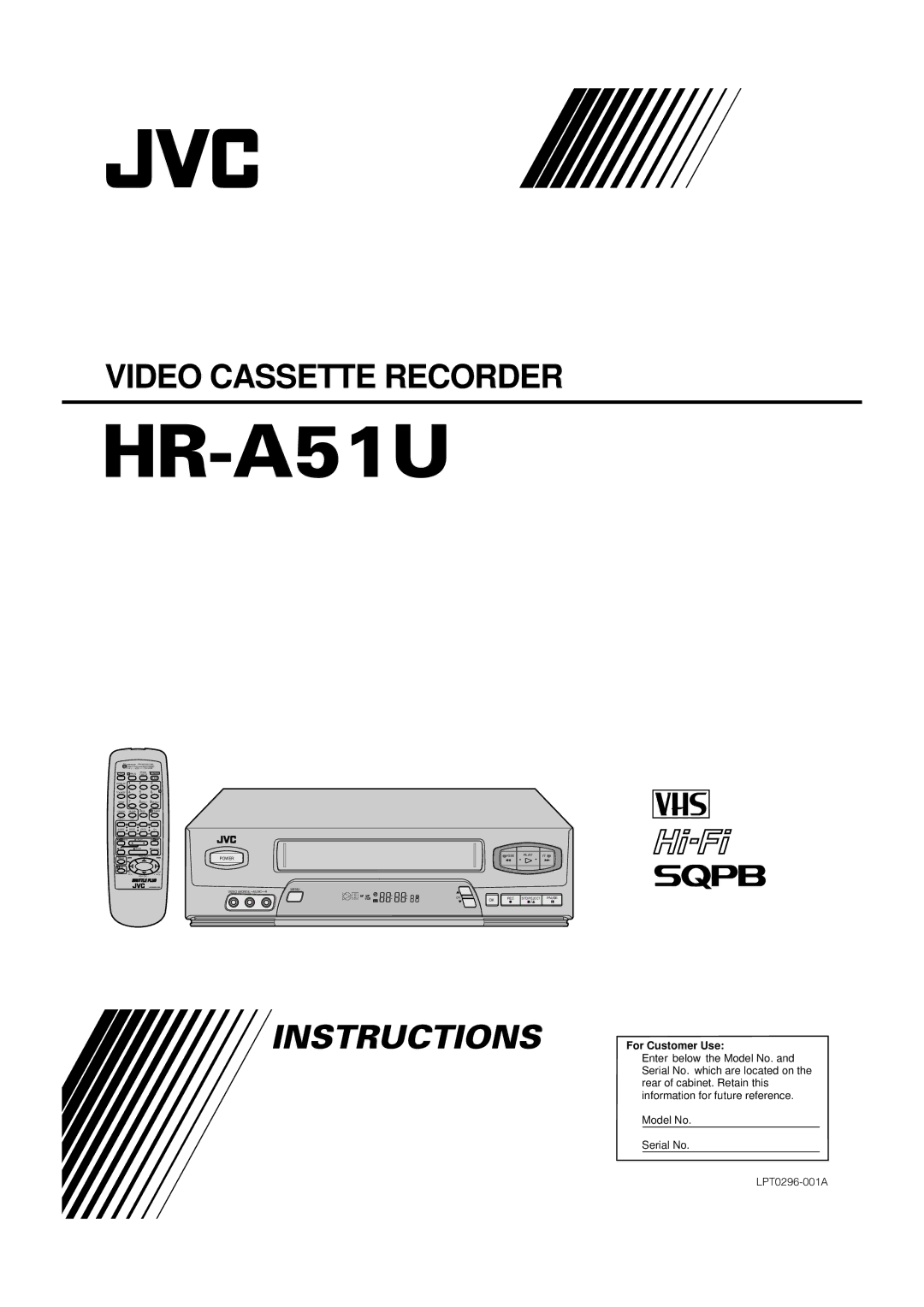 JVC HR-A51U manual 