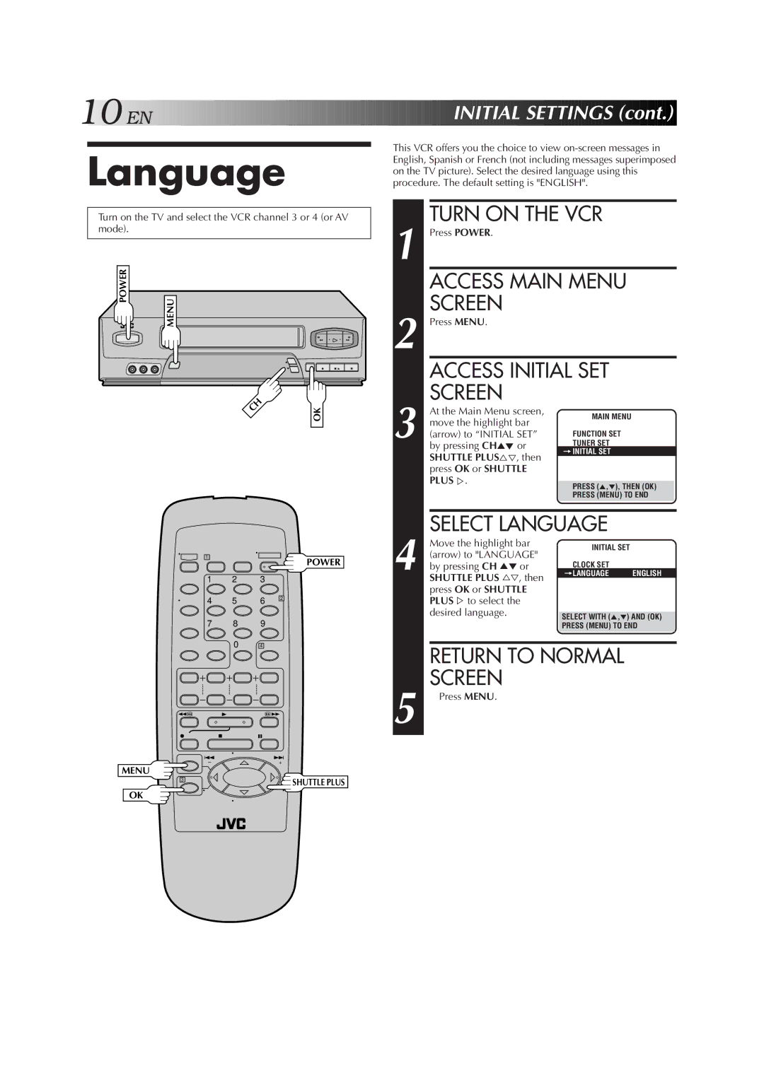 JVC HR-A51U manual Language 