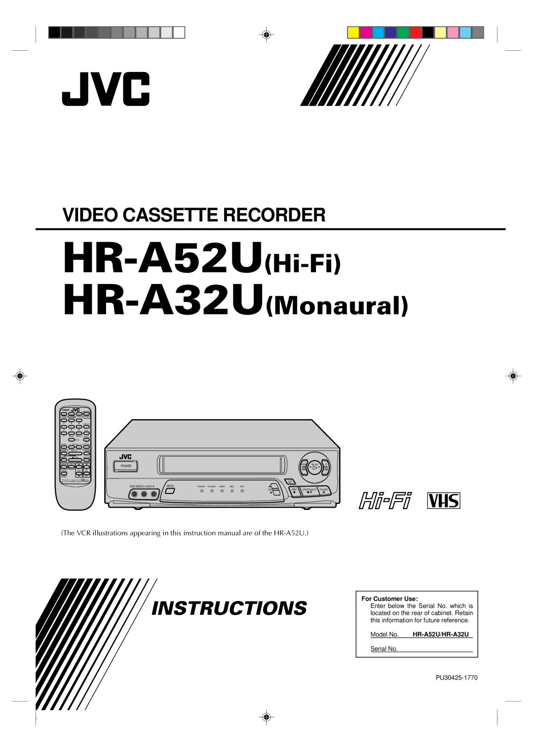 JVC HR-A32U, HR-A52U, HR-A52U(Hi-Fi) instruction manual HR-A52UHi-Fi 