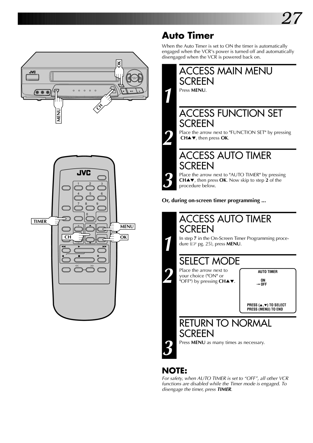 JVC HR-A53U instruction manual Access Auto Timer 