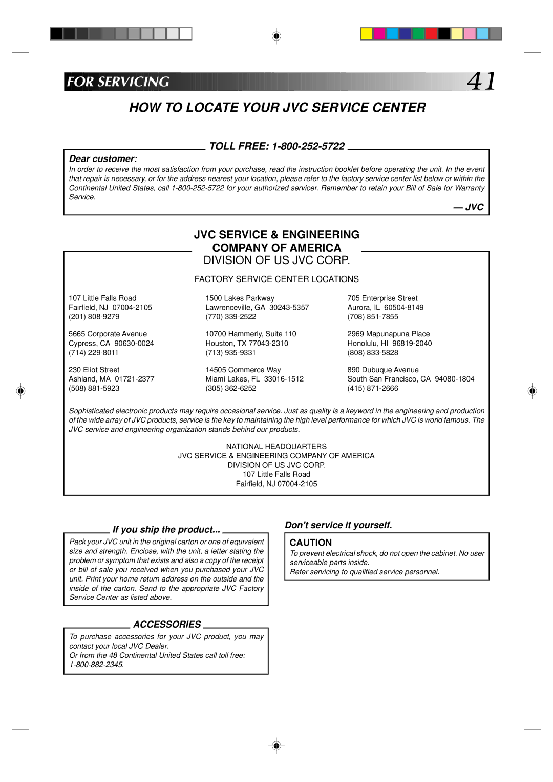 JVC HR-A62U manual For S Ervicing, HOW to Locate Your JVC Service Center 