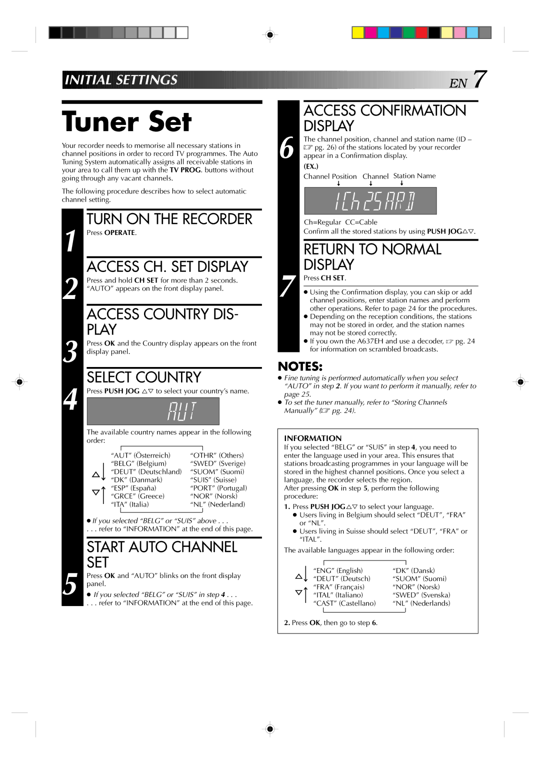 JVC HR-A637EH setup guide Tuner Set 