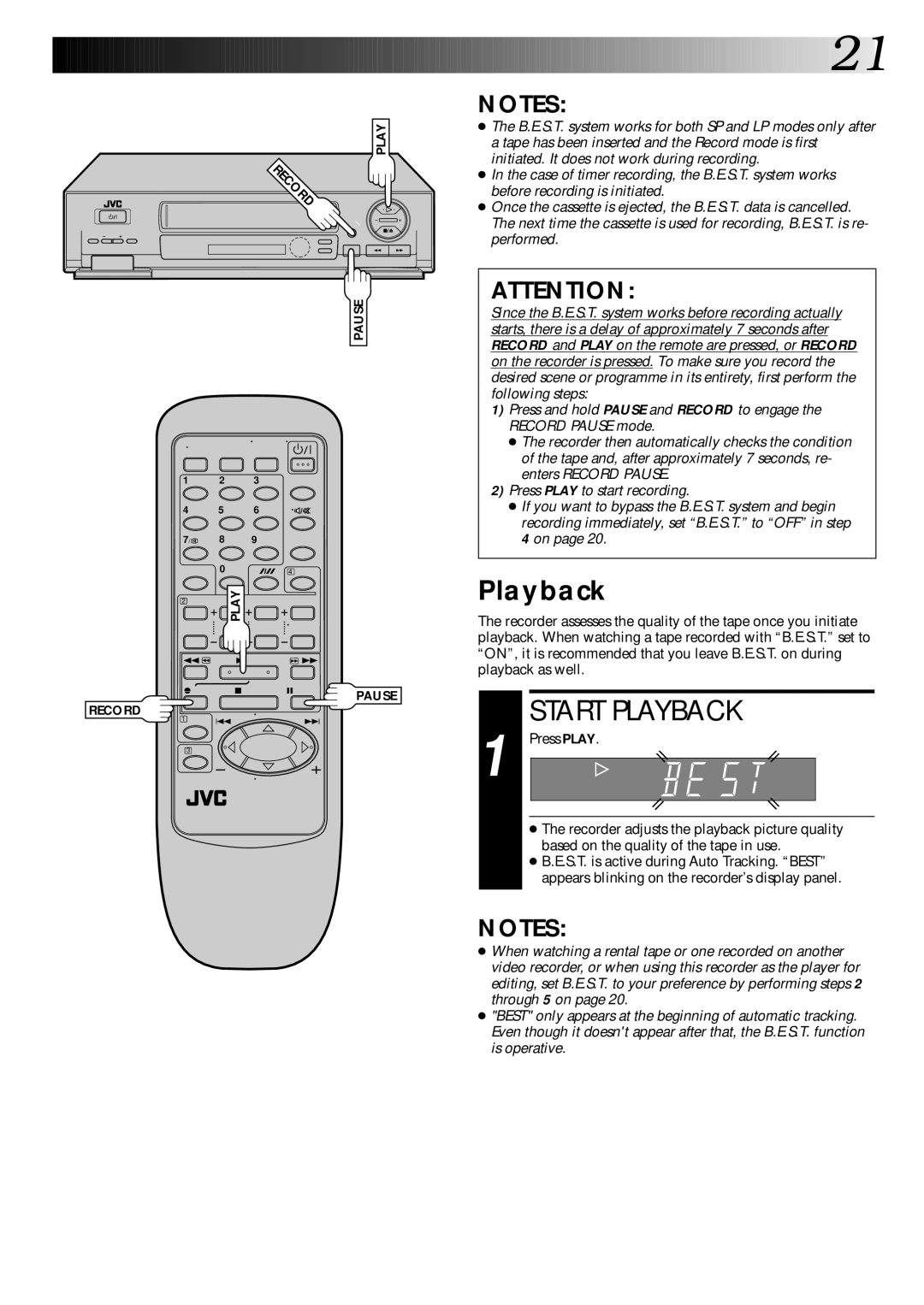 JVC HR-DD445EK setup guide Start Playback 