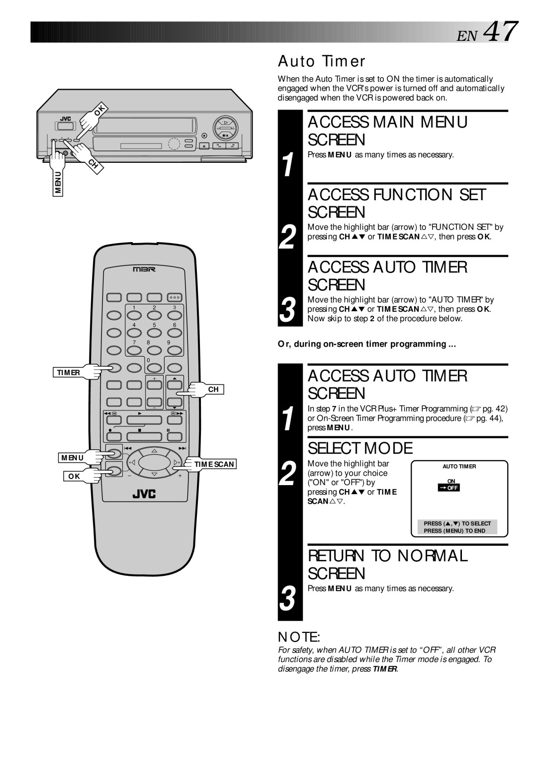 JVC HR-DD740U manual Access Auto Timer, Or, during on-screen timer programming 