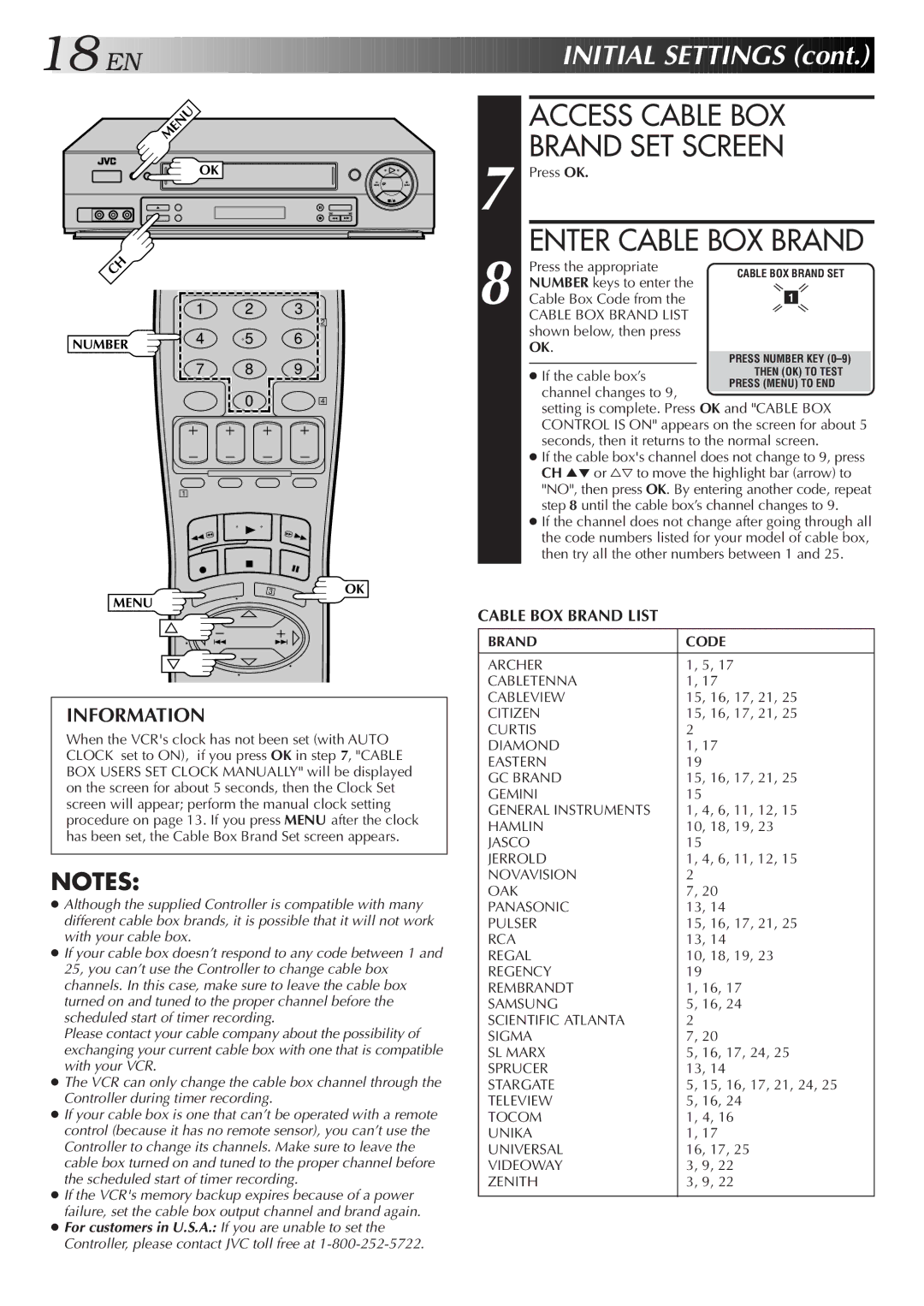 JVC HR-DD750U manual Access Cable BOX Brand SET Screen, Enter Cable BOX Brand 