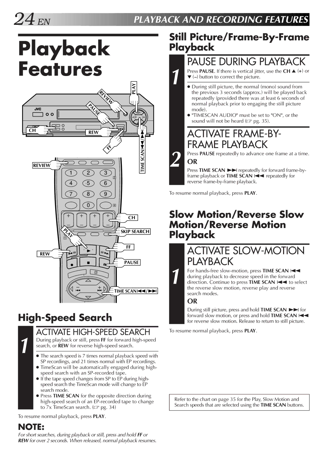 JVC HR-DD750U manual Playback Features, Activate FRAME-BY, Frame Playback 