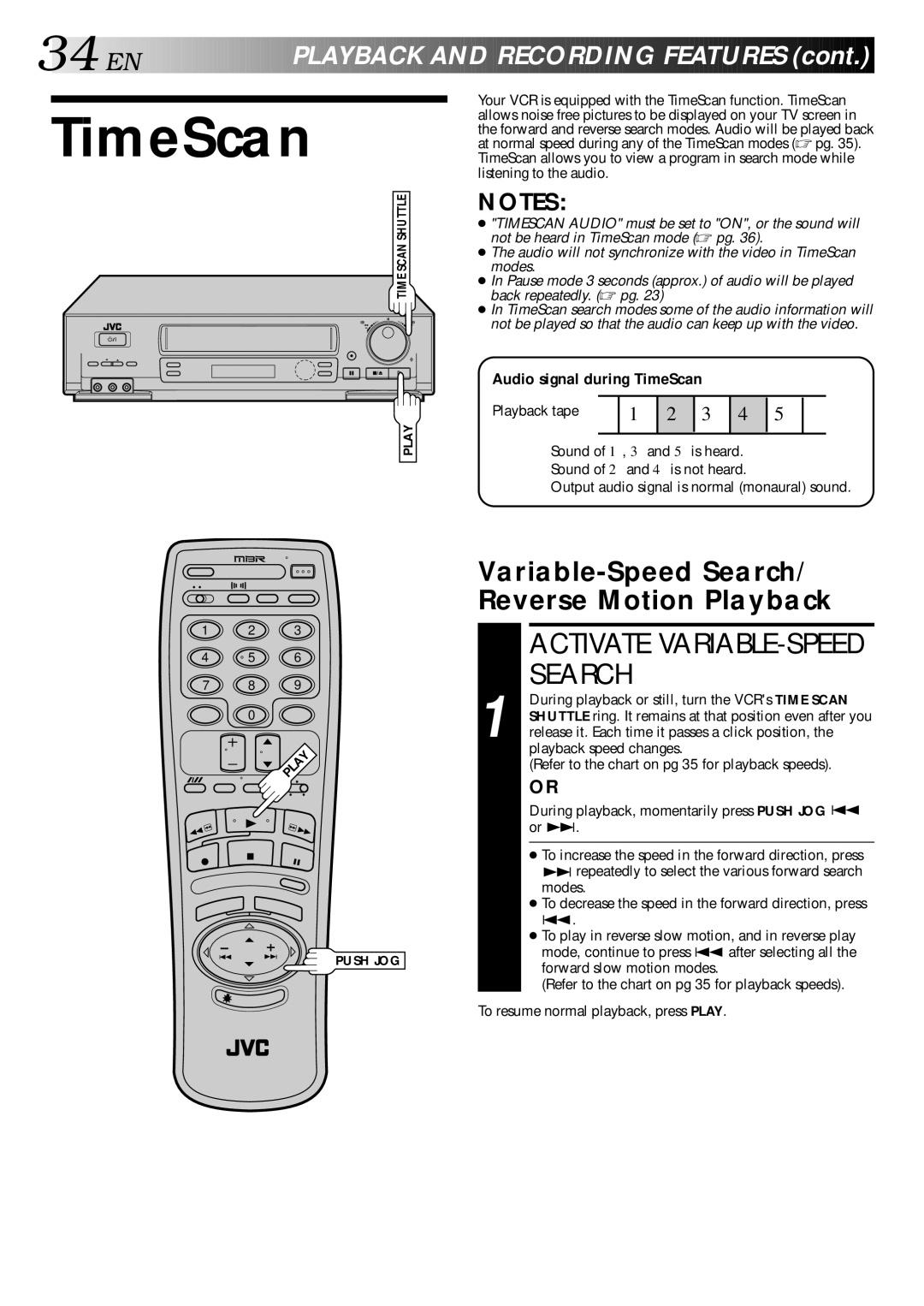 JVC HR-DD840KR manual TimeScan, Variable-Speed Search/ Reverse Motion Playback 