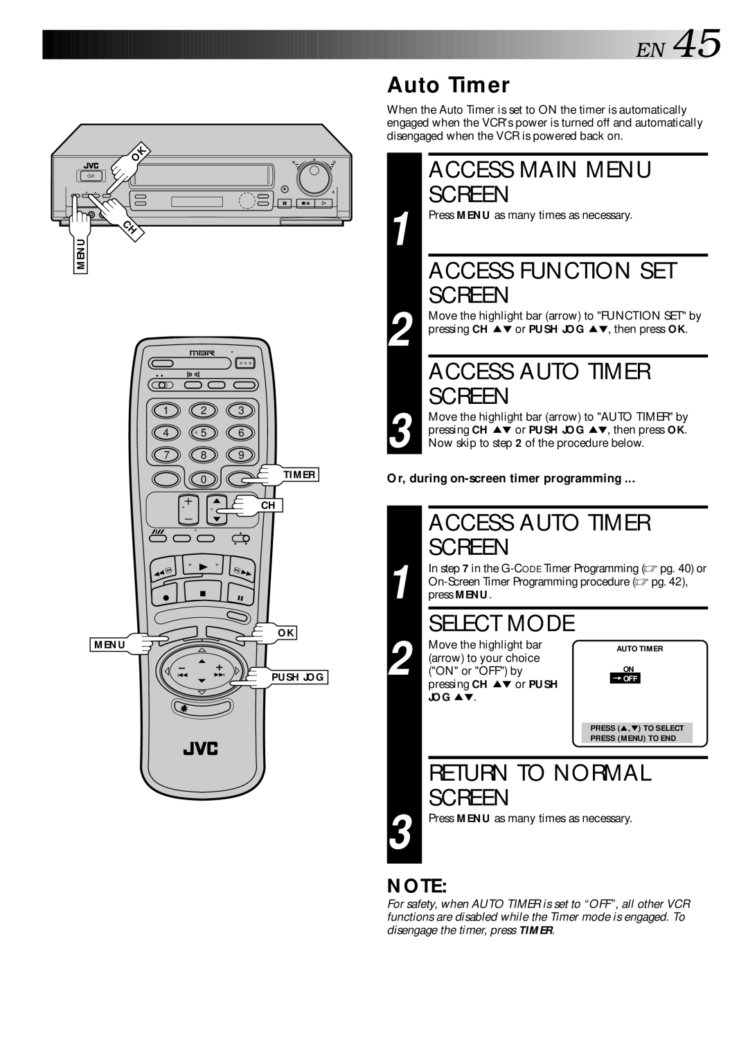 JVC HR-DD840KR manual Access Auto Timer 