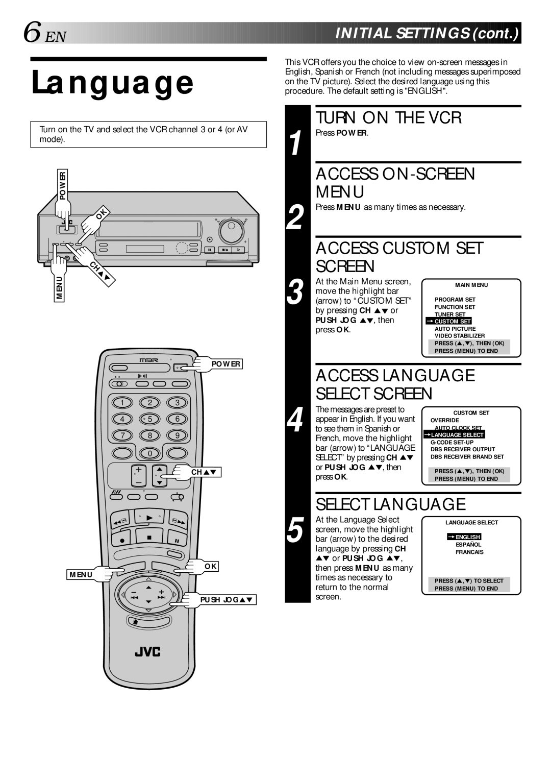 JVC HR-DD840KR manual Language 