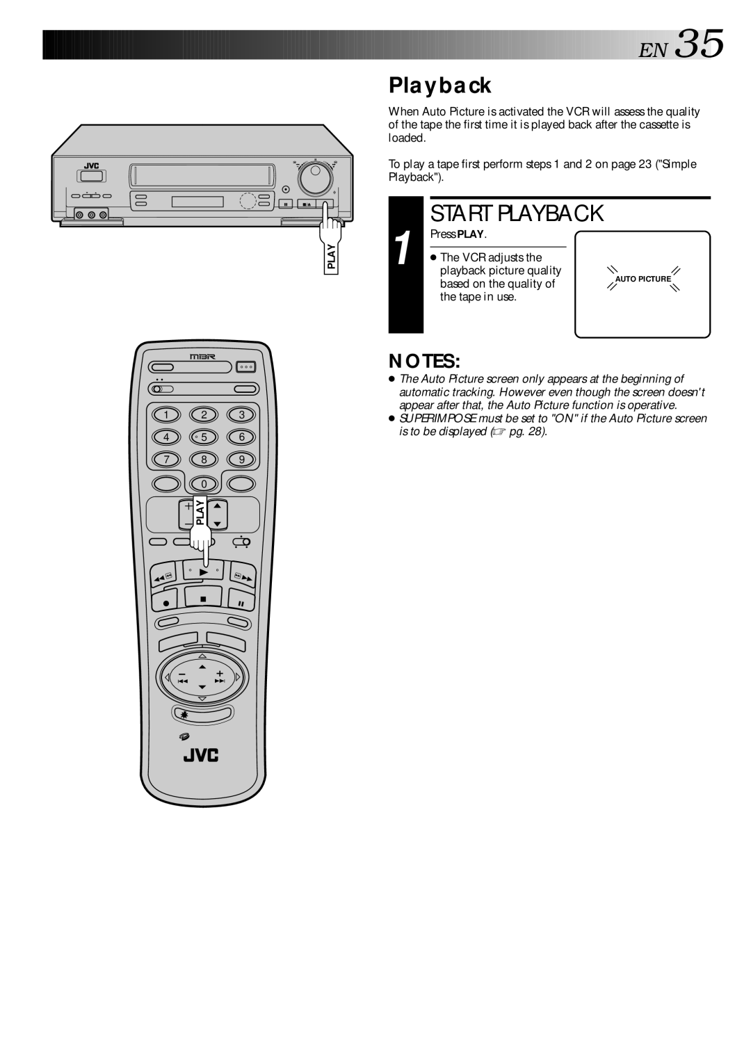 JVC HR-DD840U manual Press Play VCR adjusts Playback picture quality, Based on the quality, Tape in use 