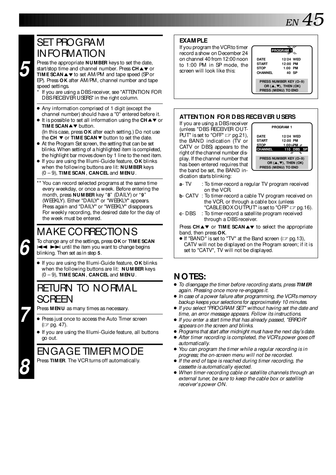 JVC HR-DD840U manual SET Program Information 