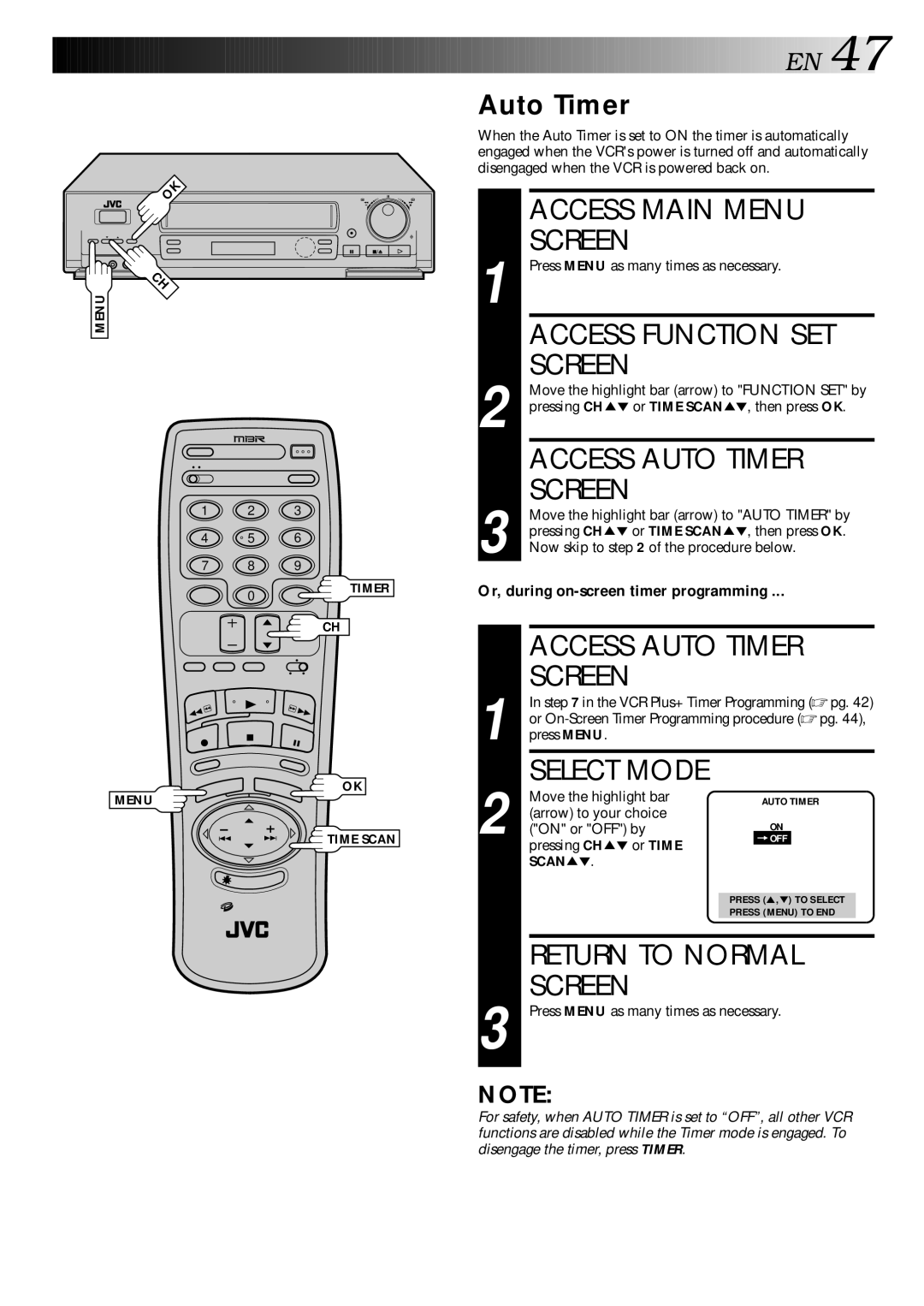 JVC HR-DD840U manual Access Auto Timer, Or, during on-screen timer programming 