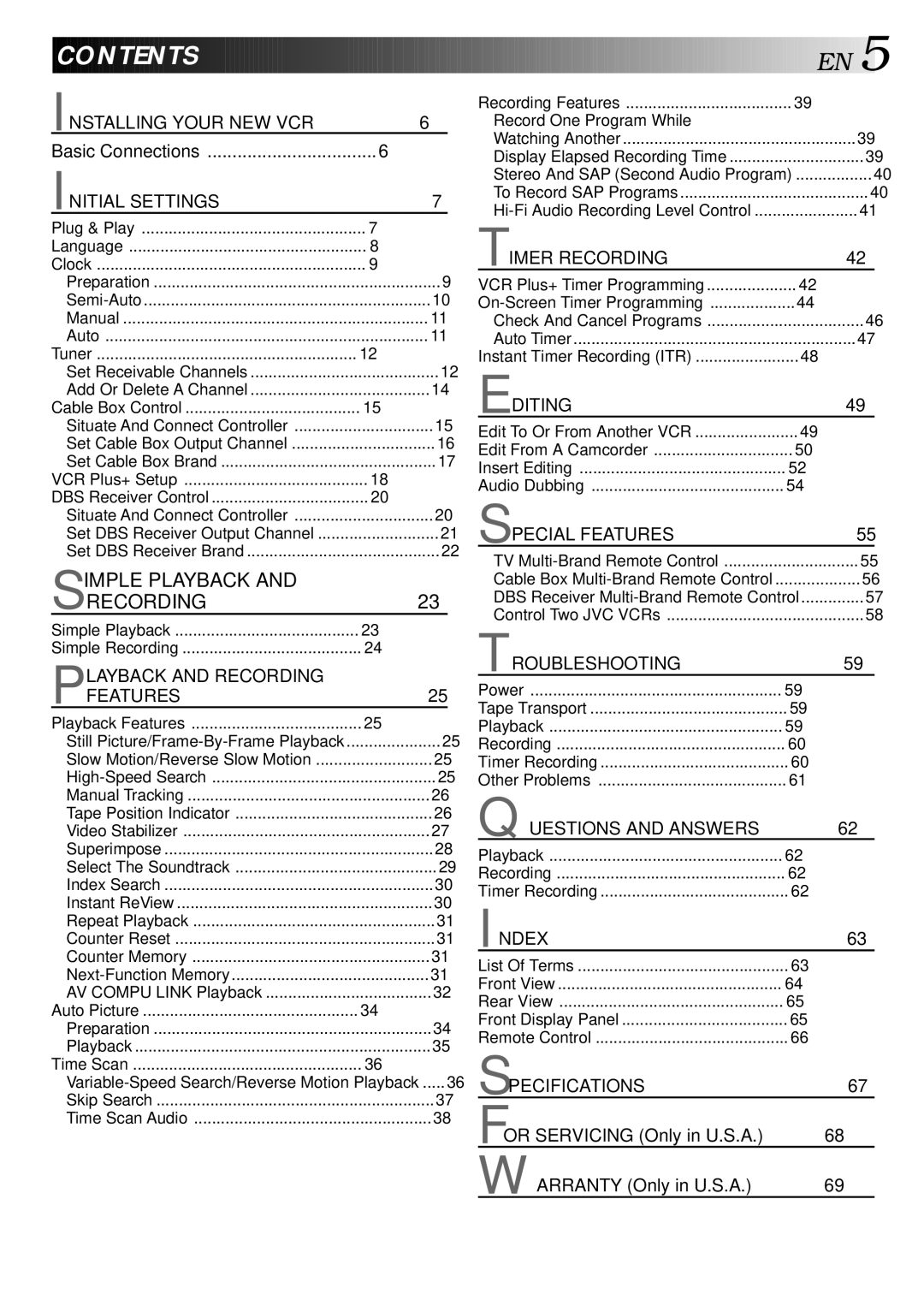 JVC HR-DD840U manual Contents 