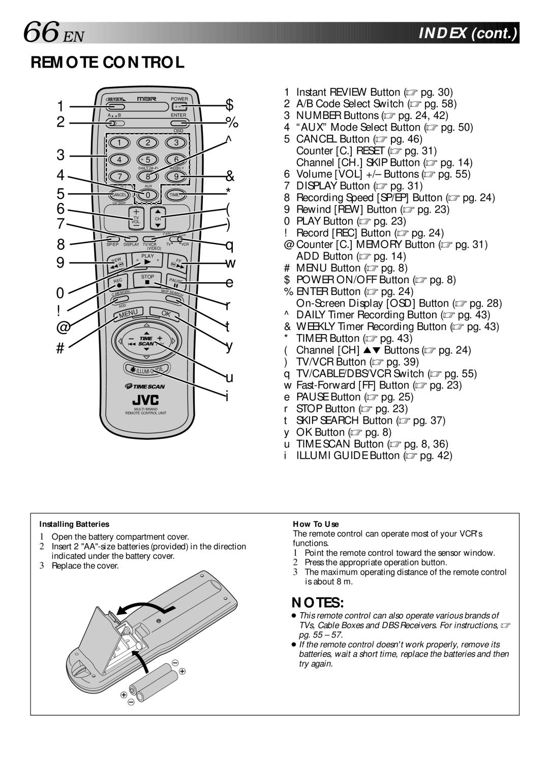 JVC HR-DD840U manual Installing Batteries, How To Use 