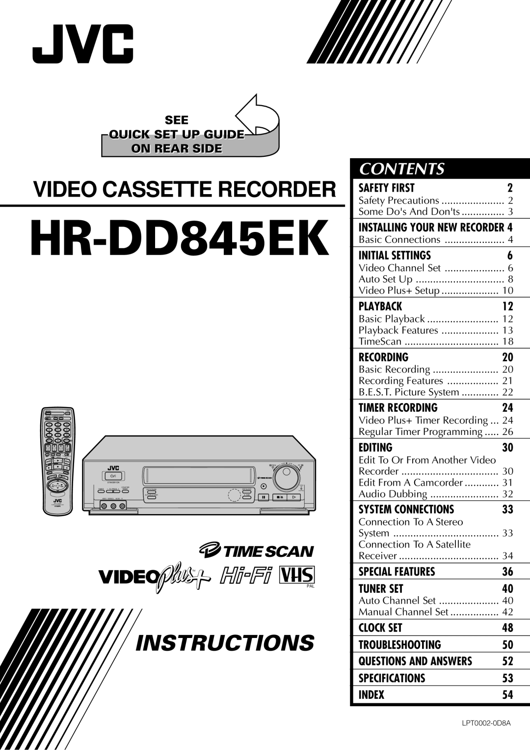 JVC HR-DD845EK setup guide 