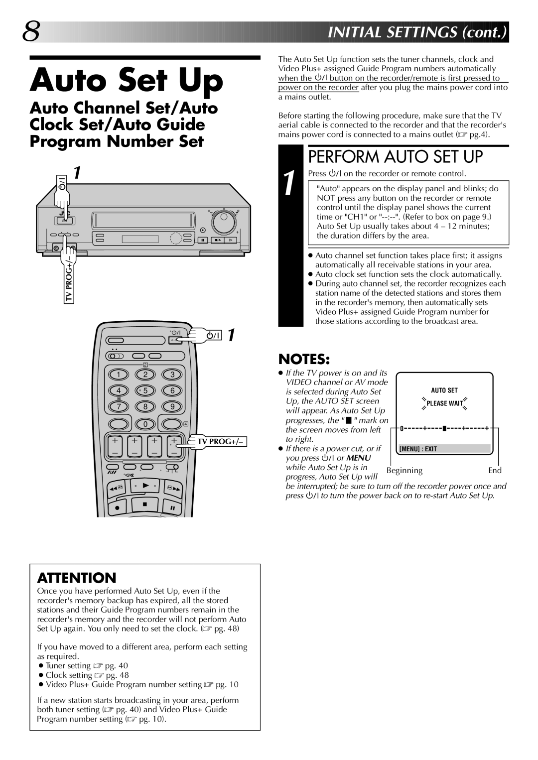 JVC HR-DD845EK setup guide Auto Set Up, Perform Auto SET UP 