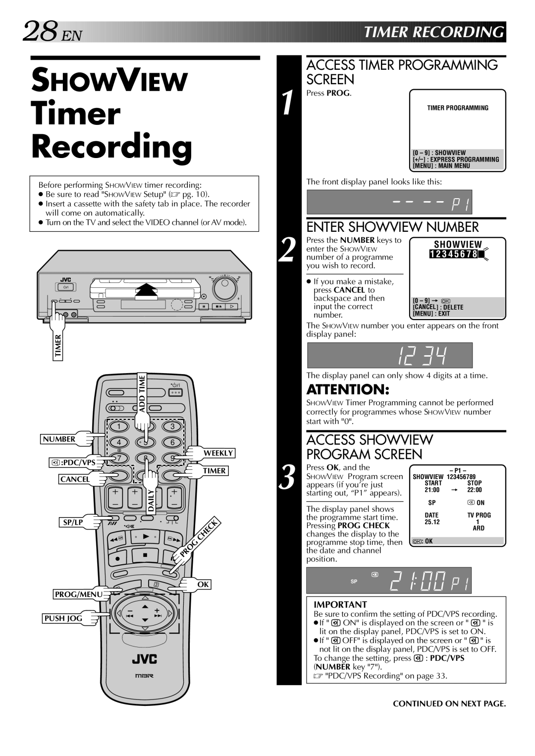 JVC HR-DD848E specifications EN Timer Recording 