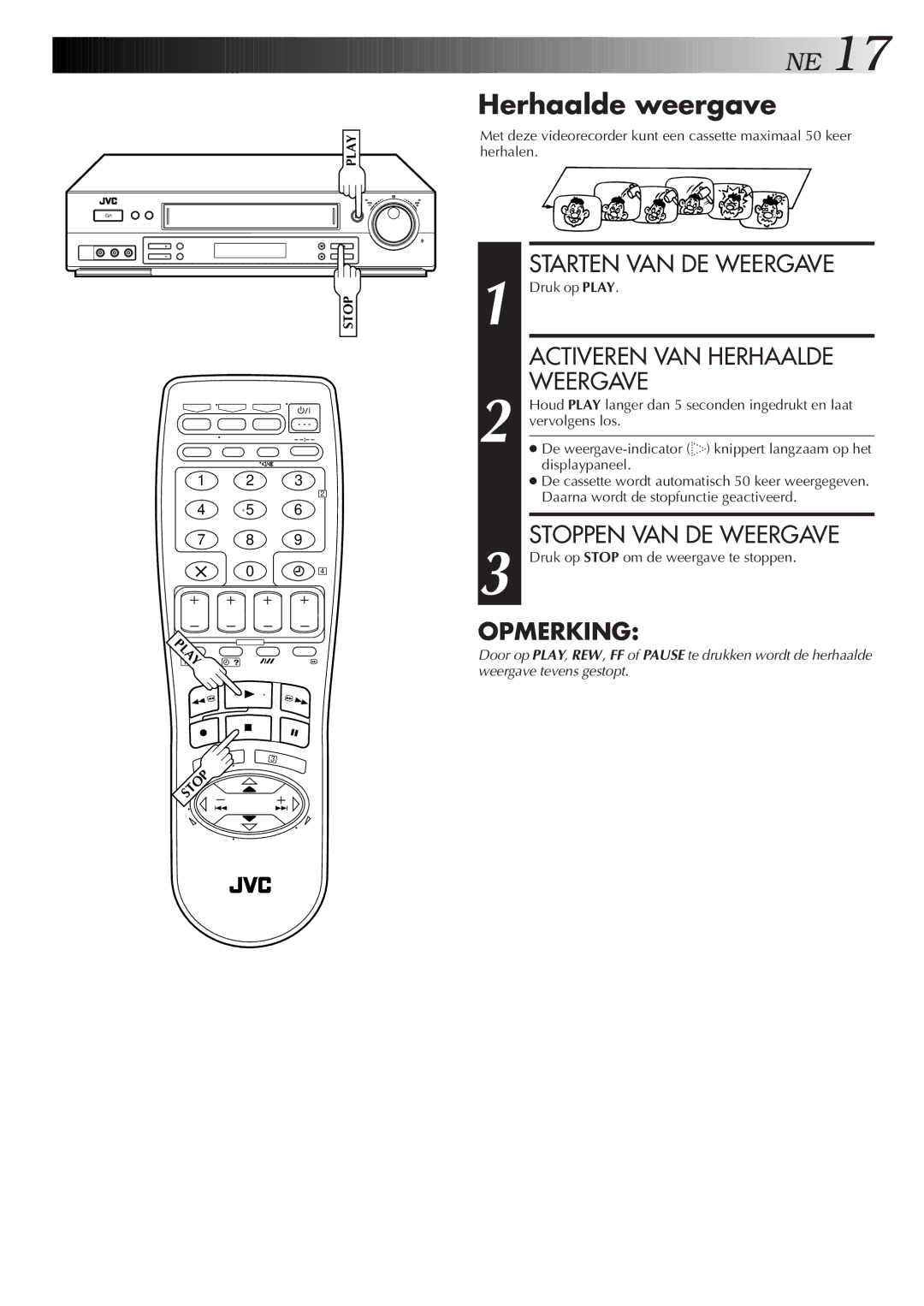 JVC HR-J758E/EH, HR-DD858E/EH manual Herhaalde weergave, Activeren VAN Herhaalde, Weergave 