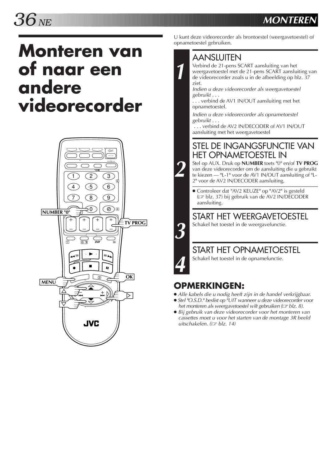 JVC HR-DD858E/EH, HR-J758E/EH manual Monteren van of naar een andere videorecorder, Mont Eren 