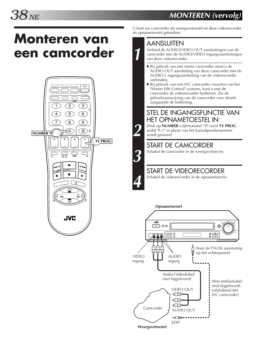 JVC HR-DD858E/EH, HR-J758E/EH manual Monteren van een camcorder 