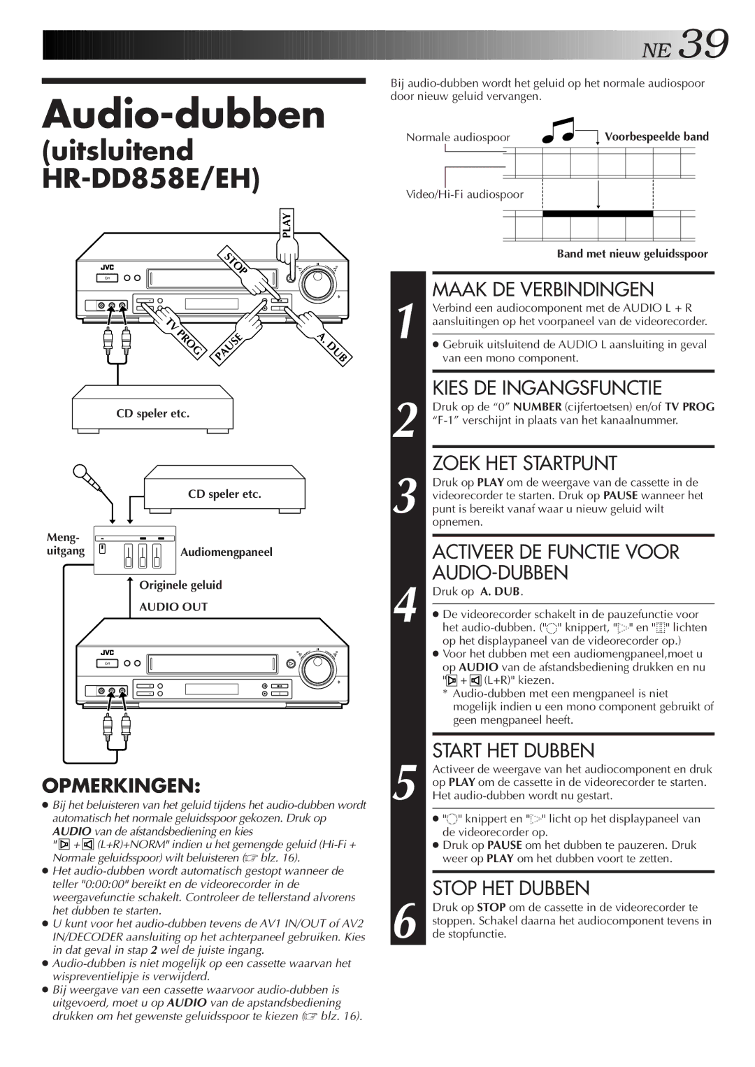 JVC HR-J758E/EH, HR-DD858E/EH manual Audio-dubben 