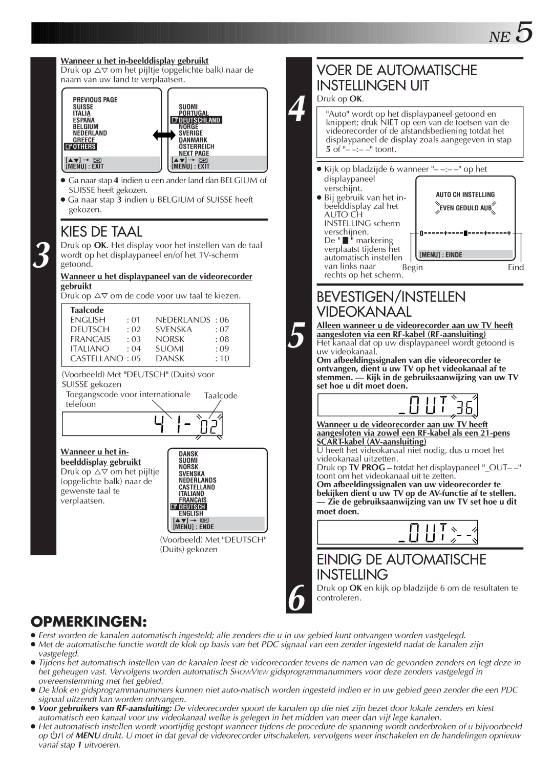 JVC HR-J758E/EH, HR-DD858E/EH manual Kies DE Taal, Voer DE Automatische Instellingen UIT, BEVESTIGEN/INSTELLEN Videokanaal 