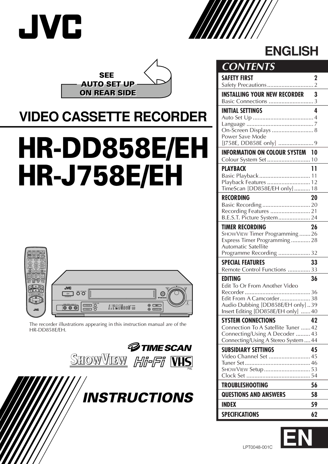 JVC specifications HR-DD858E/EH HR-J758E/EH 