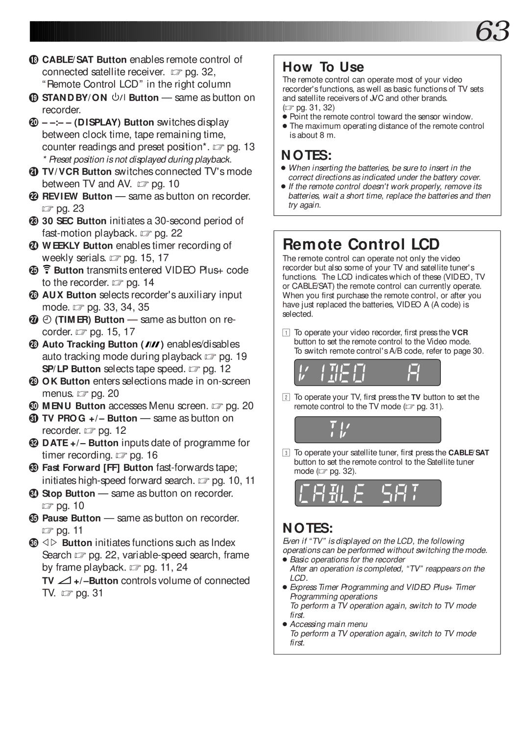 JVC HR-DD865EK setup guide Remote Control LCD, How To Use 