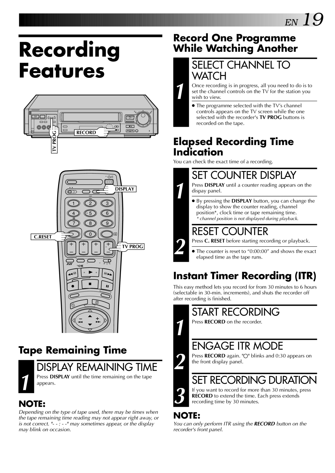 JVC HR-DD949EE specifications Recording Features 